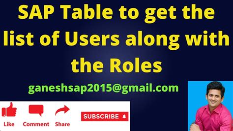 Sap Table To Get The List Of Users Along With The Roles Sap Roles