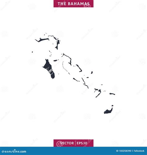 Map Pin With Detailed Map Of The Bahamas And Neighboring Countries