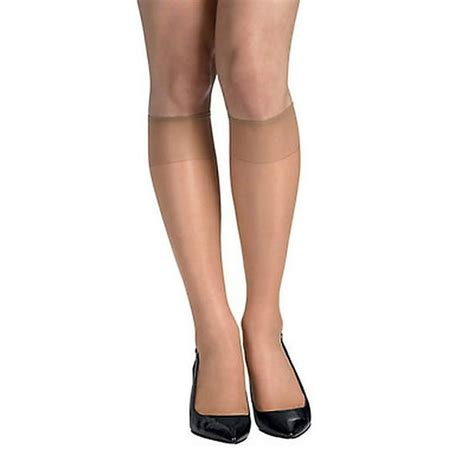 Hanes Womens Silk Reflections Silky Sheer Knee Highs With Reinforced