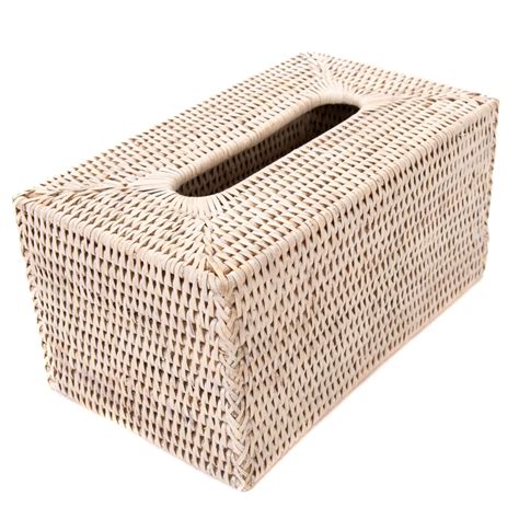 Artifacts Rattan Rectangular Tissue Box Cover White Wash Tissue Box Covers Tissue Boxes