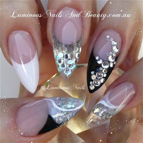 Pin By Rachael Sayre On Mani Pedi Stiletto Nail Art White And