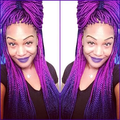 Box Braids With Purple Color