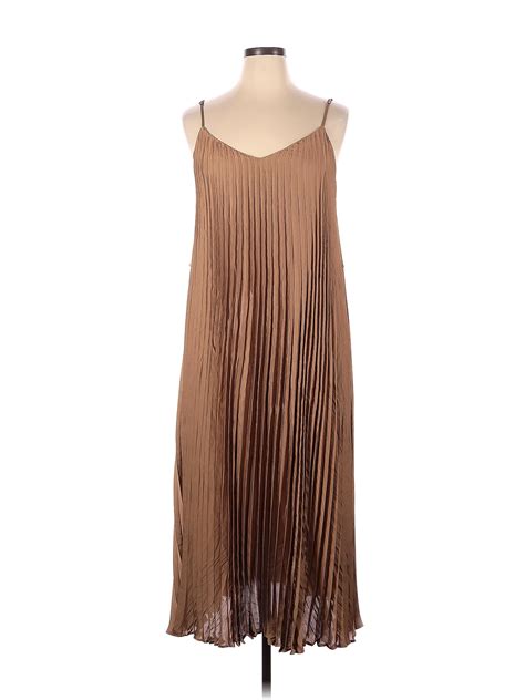 Banana Republic 100 Polyester Solid Brown Casual Dress Size Xl 82