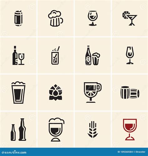 Drink Beverage Icons Set Beer And Wine Icons Set Stock Vector Illustration Of Elements