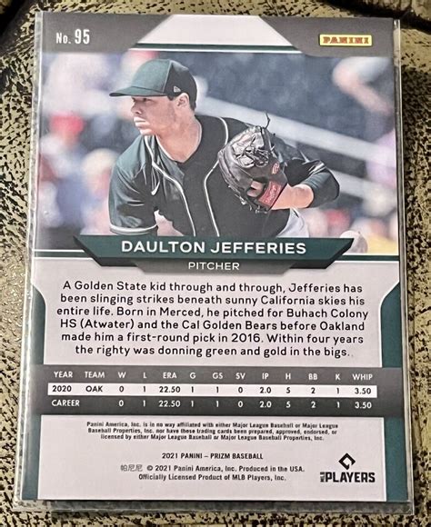 2021 Panini Prizm Baseball Rc Daulton Jefferies Oakland Athletics Card