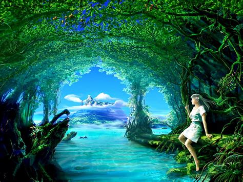 Dreamland Woman Dream Land Water Trees Girl Hd Wallpaper Peakpx