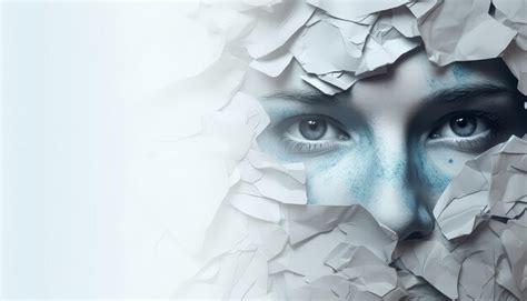 premium photo  mans face  covered  paper giving   disheveled