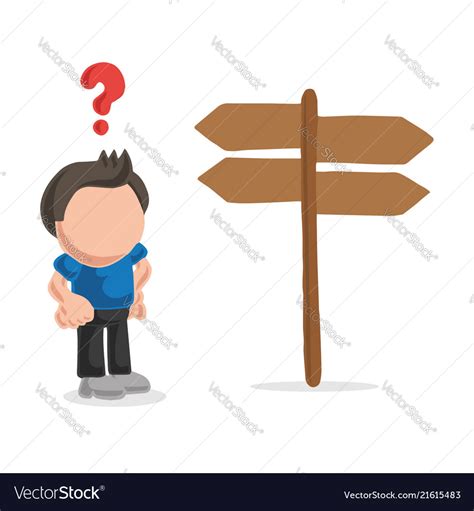 Hand Drawn Cartoon Of Confused Lost Man Standing Vector Image