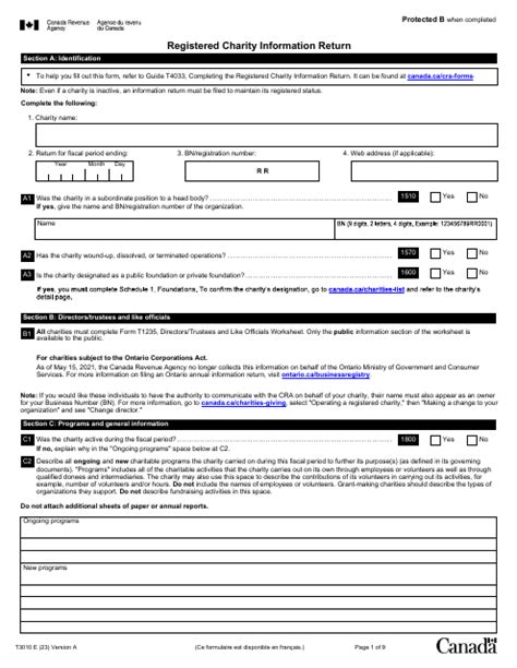 2019 — 2024 Form T3010 Download Fillable Pdf Or Fill Online Registered Charity Information