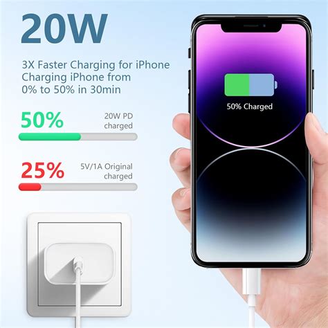 Cargador de iPhone de 20 W carga rápida certificado MFi paquete de 2