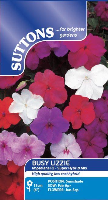 SUTTONS Suttons Busy Lizzie Value Hybrids Impatiens Seeds Spring