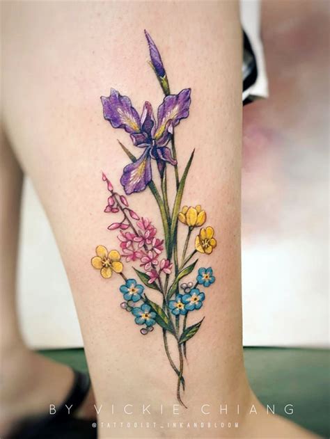 Violet Flower Tattoo Watercolor