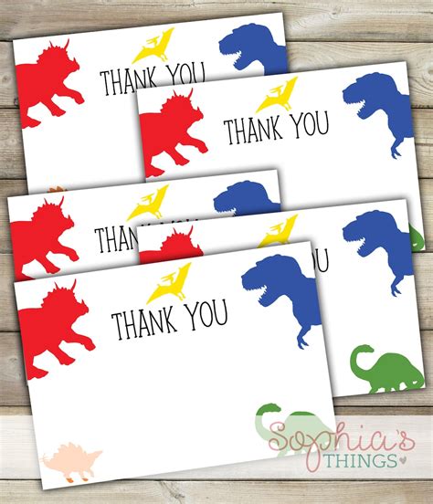 Dinosaur Thank You Cards Dinosaur Birthday Thank You Cards - Etsy