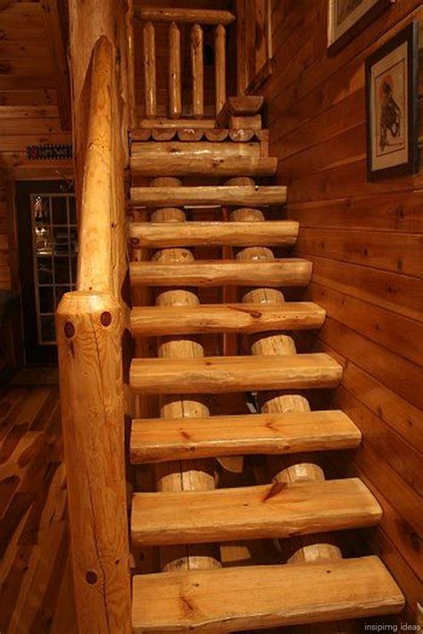 135 Rustic Log Cabin Homes Design Ideas Rustic Stairs Log Home