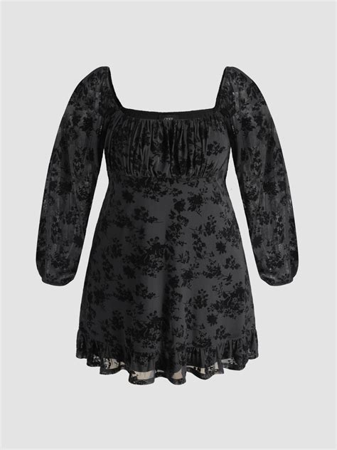 Lace Mesh Jersey Floral Lace Mini Dress Curve And Plus For Date Vacation