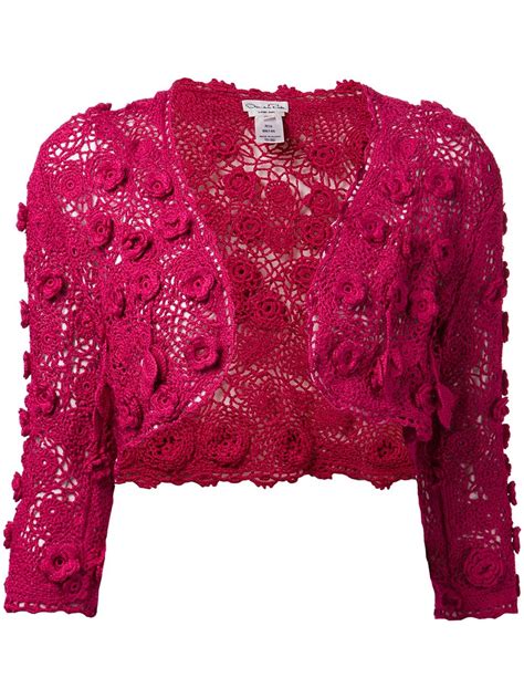 Oscar De La Renta Floral Bolero Jacket In Pink Lyst