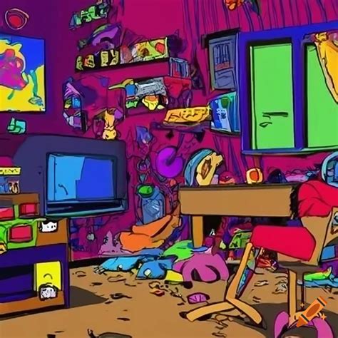 Abstract Cartoon Style Messy Room On Craiyon