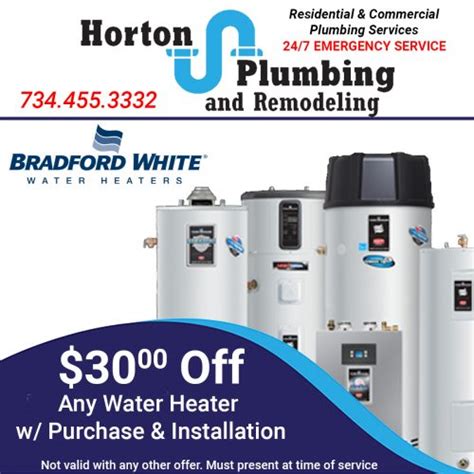 30 Off Purchase And Installation Of A Bradford White Water Heater Horton Plumbing And Remodeling