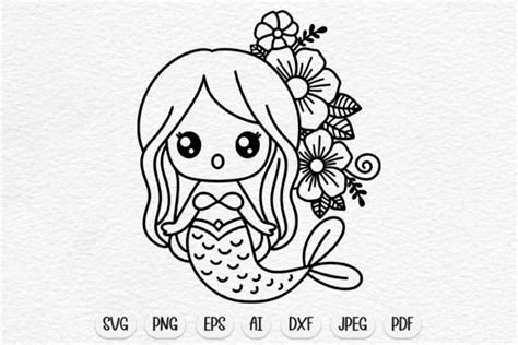 Floral Mermaid Svg Mermaid Svg Graphic By Dreanartdesign Creative