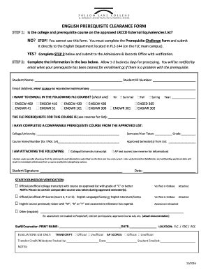 Fillable Online Flc Losrios English Prerequisite Clearance Form Flc