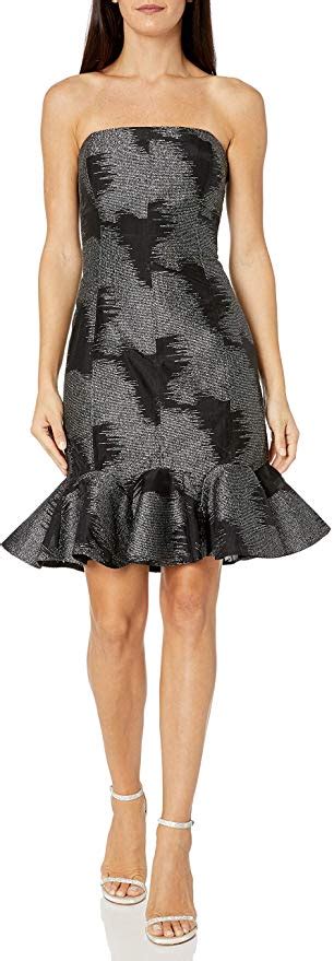 Halston Womens Strapless Metallic Jacquard Dress Jacquard Dress