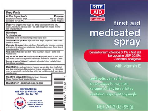 First Aid Medicated Rite Aid Benzalkonium Chloride Benzocaine