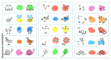 Easy fingerprint animals for kids, finger paint art game. Painting with ...