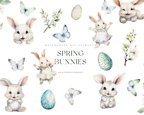 Watercolor Spring Bunny Clipart Png Watercolor Easter Clipart Easter