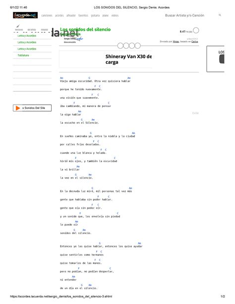 Los Sonidos Del Silencio Sergio Denis Acordes Los