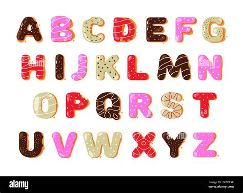 Donut Alphabet Cartoon Sweet Candy Bakery Font For Logo Design