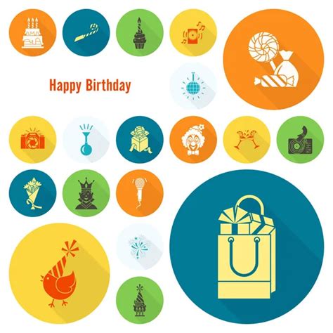 Happy Birthday Icons Set Stock Vector By Helenstock