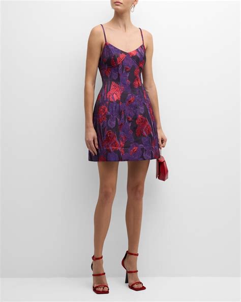 Liv Foster Floral Jacquard Fit And Flare Mini Dress Shopstyle