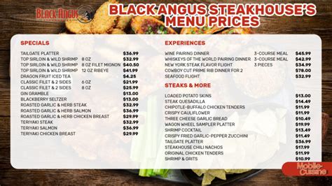 Black Angus Steakhouse Menu Prices Specials 2024