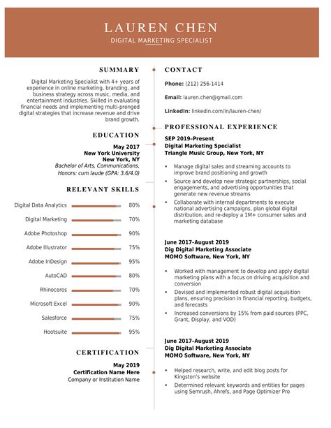 2021 Modern Resume Template Orange Pptx Templates