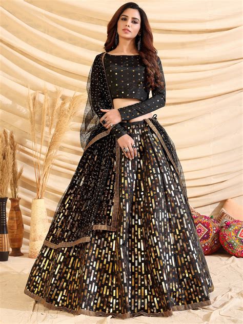 Black And Gold Lehenga Choli For Women Indian Wedding Etsy Uk