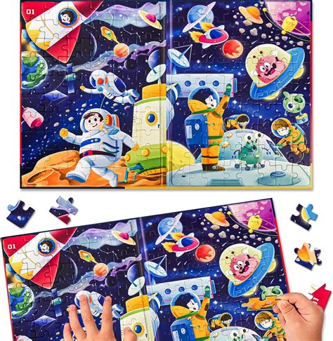 Amazon.com: Magnetic Puzzles for Kids Ages 4-8, A4 Size Space Magnetic Jigsaw Puzzle Book, Kids ...