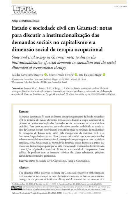 Pdf Estado E Sociedade Civil Em Gramsci Notas Para Discutir A