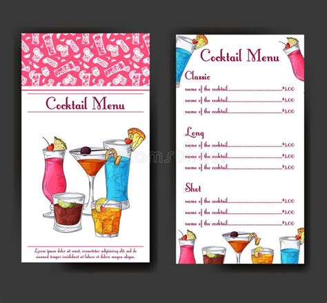 Alcohol Drinks Menu Bar Brochure Template For Cafe Or Restaurant Stock Vector Illustration Of