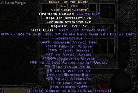 Botd War Pike Wp Breath Of The Dying Diablo 2 Ladder And Non Ebay