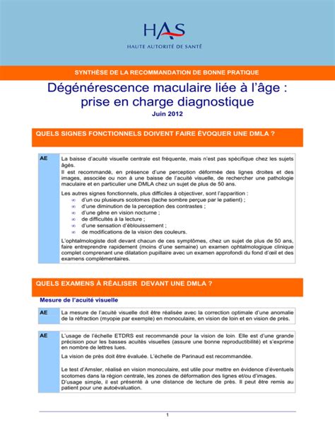 D G N Rescence Maculaire Li E L Ge Prise En Charge