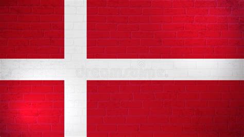 Denmark National Flag Painted On Brick Wall Stone Wall Texture