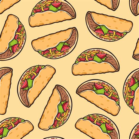 Premium Vector Taco Seamless Pattern Traditional Mexican Food