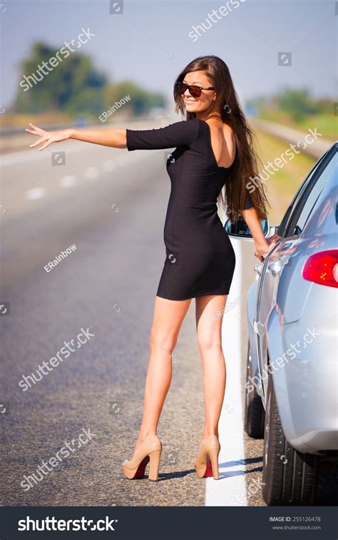 Beautiful Brunette Sexy Woman Black Dress Stock Photo Shutterstock