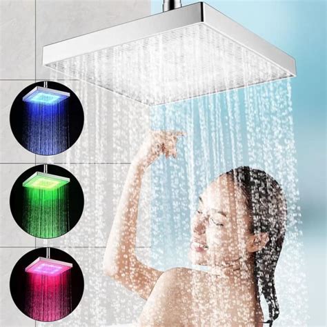 Pommeau de douche LED Lumière 7 Couleurs ABS Carrée Cdiscount Bricolage