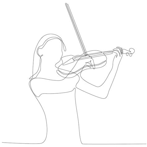 Premium Vector Continuous Line Of Women Playing Violin Premium Vector