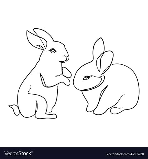 Bunny Rabbit Continuous Line Art Drawing Vector Image