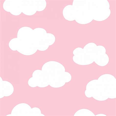 Papel de parede infantil céu e espaço nuvens rosa e branco PA7747