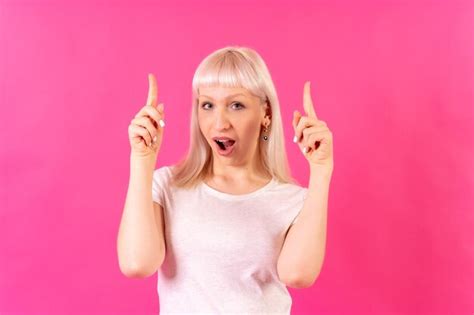 Premium Photo Blonde Caucasian Girl Studio Shot On Pink Background