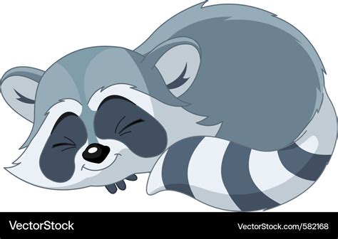 Sleeping cartoon raccoon Royalty Free Vector Image