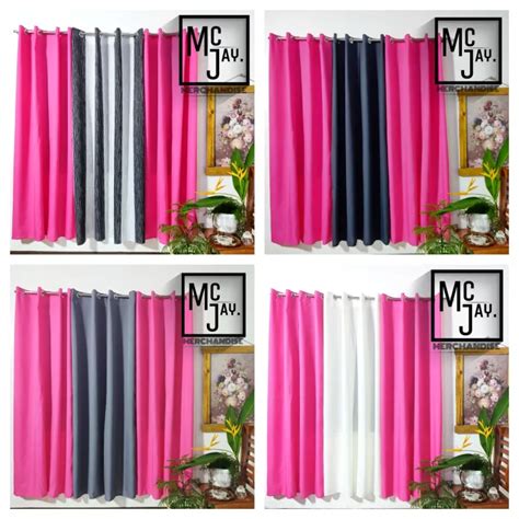 Mcjay Plain Pink Graywhiteblackbnw 3in1 Curtain Set Sold Per